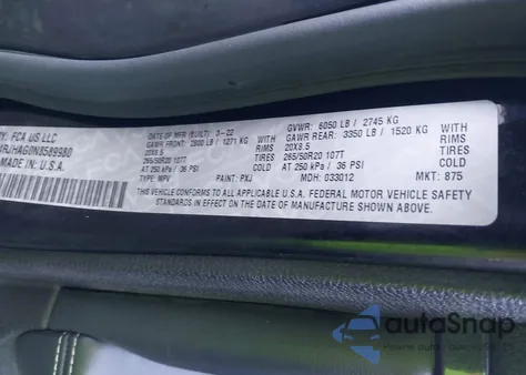 2022 Jeep Grand Cherokee Laredo z USA, uszkodzony, nr VIN 1C4RJHAG0N8589980